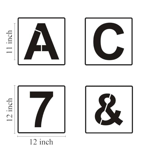 Alphabet Letter and Number Stencils 12 Inch - 40 Pack Large Letters and Numbers Stencil Templates with Signs for Painting on Wood, Reusable Number Letter Stencils for Chalkboard Signs & Wood Wall Art - size: 12 Inch