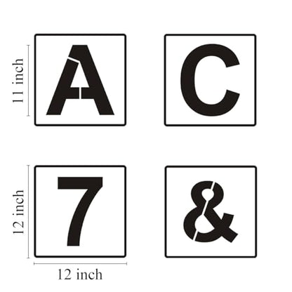 Alphabet Letter and Number Stencils 12 Inch - 40 Pack Large Letters and Numbers Stencil Templates with Signs for Painting on Wood, Reusable Number Letter Stencils for Chalkboard Signs & Wood Wall Art - size: 12 Inch