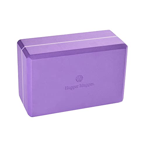 Hugger Mugger 4 in. Foam Yoga Block - Strong and Stable, Beveled Edges for Comfort, Most Favored Block Size, Helps with Alignment and Support in Many Poses - color: Purple