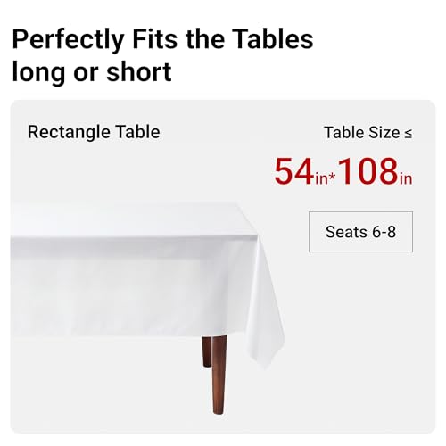 Auros 10-Pack Plastic Tablecloths, 54x108 Inch Disposable Table Covers, 8FT | Rectangle Waterproof & Throw Away Table Cloth, Easy Cleanup for Party, Wedding, Graduation, Picnic, Fits 6-8ft Tables, White - color: Pure White, size: 54" X 108" Rectangle