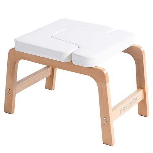 Beech Wood Headstand Yoga Chair Inverted Bench for Inversions and Relaxation,Correct Posture, Build Strength and Flexibility,Fat Burning and Balance Training - color: White
