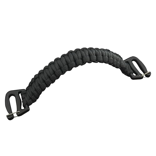 Tactical Weaving Handle with Buckle Ends - Molle System Compatible, 9-Core Paracord Construction, Emergency Rope, for Backpacks, Sling Bags & Chest Bags - color: Black, size: 1 Pcs