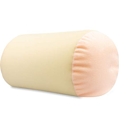 Microbead Bolster Neck Roll Pillow, 14x8 in Cylinder Tube, Off White Cream | Silky feel fabric helps prevent wrinkles & hair breakage; feather-light beads gently cushion head & shoulders as you rest - color: Off White Cream