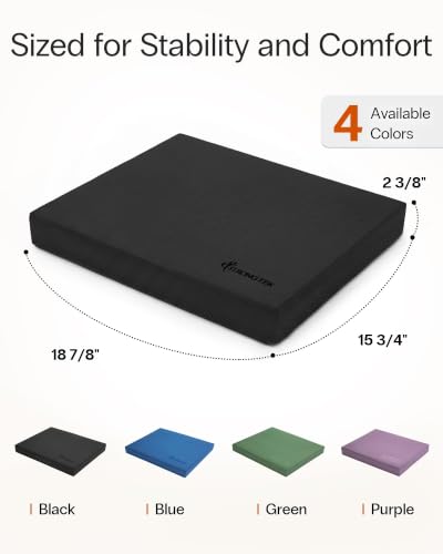 StrongTek Foam Balance Pad, Extra-Wide 19 x 15.8 x 2.4 in, Non-Slip TPE - color: Black