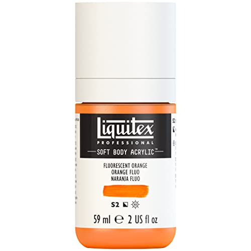 Liquitex Soft Body Acrylic Paint, 2-oz Bottle, Fluorescent Orange | Low Viscosity, Highly Pigmented, Satin Finish, Retains Subtle Brush Strokes, Great Surface Coverage, Highly Versatile - color: Fluorescent Orange, style: 2-oz Bottle