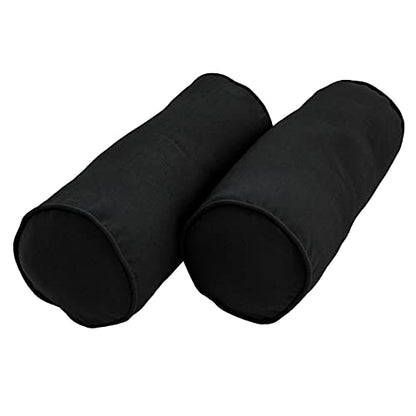 Blazing Needles Double-Corded Solid Twill Bolster Pillows with Inserts (Set of 2), 20" x 8", Black - color: Black