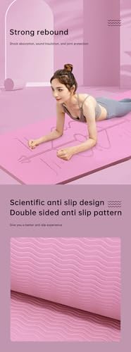 Premium TPE Yoga Mat – 8mm Thick & Double-Sided Non-Slip | Eco-Friendly | Extra Wide 80cm | Joint Protection - color: Pink, size: 72*24*0.31in