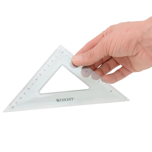 Westcott Triangular Scale Ruler Set, 30/60- and 45/90-Degrees, Back-to-School, School Supplies, Classroom Supplies, 2-Pack