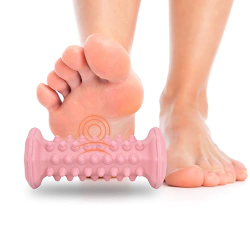 Pink Foot Massager Roller for Plantar Fasciitis, Arch Heel Pain Relief | Deep tissue massage for feet, calf, arch and heel pain. for plantar fasciitis relief, home, office and travel use - color: Pink