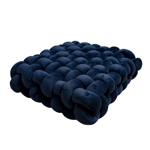 Knot Pillow Meditation Cushion Large Floor Cushions for Sitting Funky Throw Pillow Chair Pillows Soft Pads Square Knotted Seat Cushions Home Decoration Living Room Bedroom Sofa Couch Dark Blue - color: Dark Blue, size: 13*12*4.5"