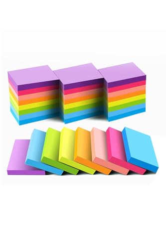Mini Sticky Notes 1.5x2 Inches, Bright Colors Self-Stick Pads | 24 Pack, 75 Sheets/Pad,1800 Sheets