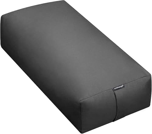엑스트라 펌 라지 요가 볼스터, 61 x 30.5 x 15.2cm(24 x 12 x 6인치) 신치 또는 지퍼 요가 베개, 스튜디오용 탈착식 커버가 있는 직사각형 면 쿠션, 1팩 또는 2팩 - color: 차콜 - 지퍼 커버, size: 1팩