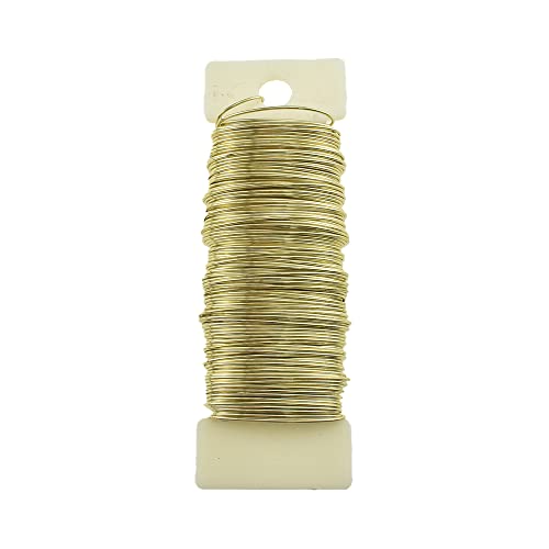 HAHIYO 22Gauge Golden Floral Wire - 1 Roll, 38 Yards (115 Feet) Flexible Paddle Wire for Crafts, Christmas Wreaths, Tree & Flower Arrangement, Bouquet Wrapping, Wedding DIY - color: Golden, size: 22Gauge-1P/38Yards