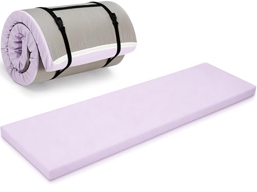 Lyrow 2 Inch Thick Yoga Mat 72x24 with Carry Strap Foam - color: Taro Purple
