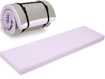 Lyrow 2 Inch Thick Yoga Mat 72x24 with Carry Strap Foam - color: Taro Purple
