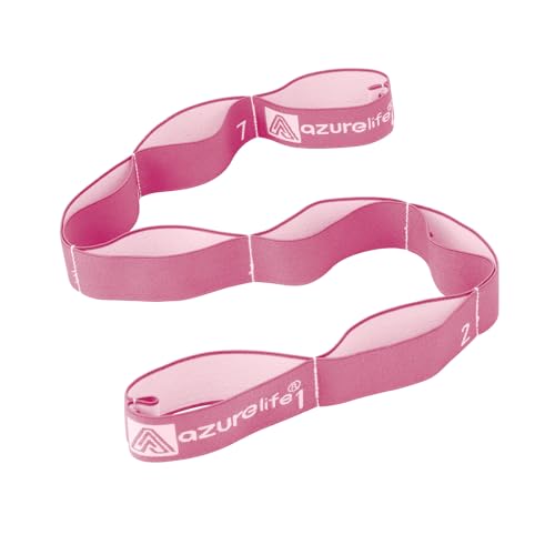 A AZURELIFE Elastic Yoga Stretching Strap, Multi-Loop Stretch Strap for Physical Therapy, Pilates, Yoga, Dance & Gymnastics Exercise and Flexible Pilates Stretch Band - color: Elastic-Pink