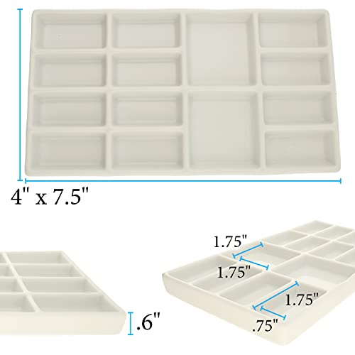 The Beadsmith Ceramic Mixing Palette – Rectangle Design Paint Holder – Arts and Crafts Accessories Organizer – 7.5' x 4.1' x .6” – 14 Compartments, (1 Palette) - size: 1 Palette - 7.5" x 4.1" x .6"