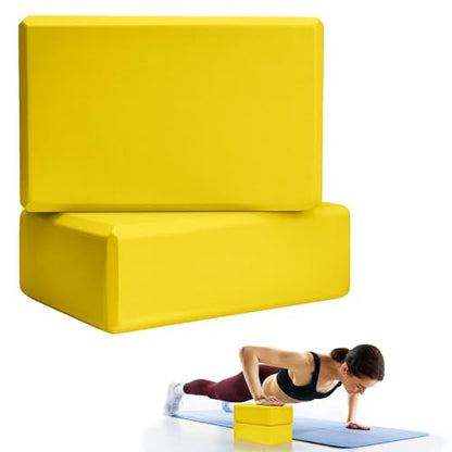 Septo 2 Pcs Yoga Blocks, 9x6x3 Inch Foam Blocks for Pilates - color: Yellow