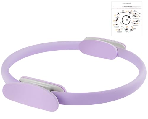 Pilates Ring 15 Inch Magic Circle Ring, Dual Padded Handles Pilates Exercise Circle, Adjustable Yoga Ring - color: Purple