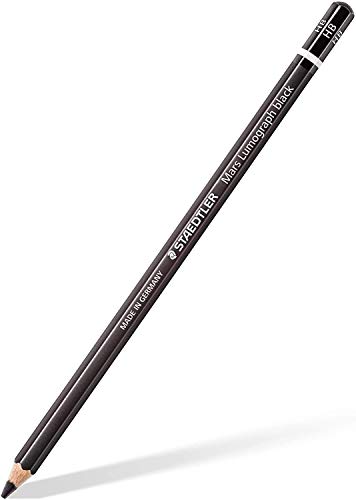 Staedtler Mars Lumograph Black Artist Wooden Lead Pencil - Box of 6 (8B 7B 6B 4B 2B HB) in Metal Box- with Tub 2-Hole Sharpener and Free Eraser