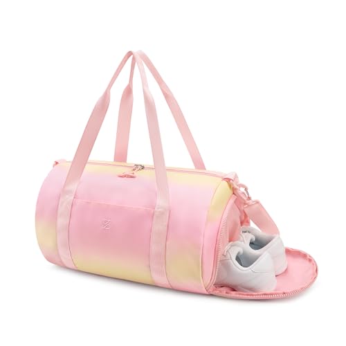 STELLE Dance Bag for Girls Sports Duffle with Shoe Compartment(SSS,F) - color: Sunset Sorbet