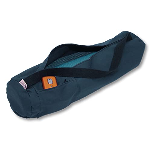 Premium Cotton Yoga Mat Bag with Shoulder Strap - Durable, Breathable and Lightweight Gym Bag to Carry the Standard or Extra Large Mat Sizes - Ideal for Yoga, Pilates & Fitness Equipment - color: Navy, size: Extra Large