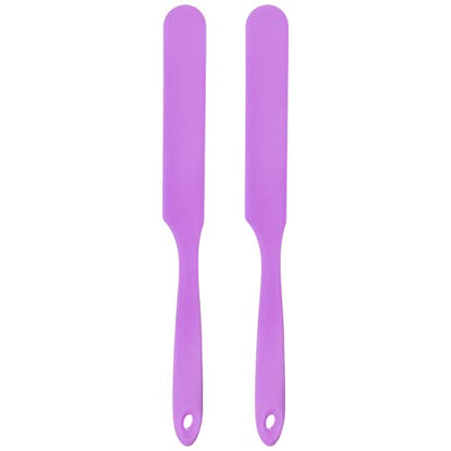 HARFINGTON 2Pcs Silicone Spatula Scraper 9.45" Reusable Non-Stick Flexible Spatulas for Epoxy Resin Liquid Paint Arts DIY Crafts, Purple - color: Purple