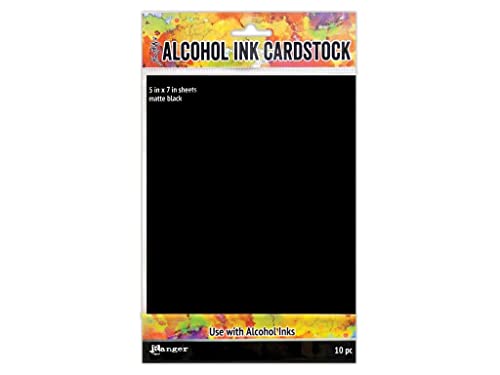 Tim Holtz Alcohol Ink Cardstock 10 Pack, 5x7 inches, Matte Black - size: 5 x 7 inches