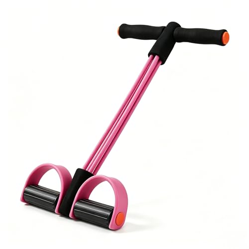 Upgraded Durable 6-Tube Pedal Resistance Strap with Handle, Natural Rubber Fitness Resistance Strap, Multifunctional Fitness Strap, Suitable for Abdominal, Waist, arm, and Leg Shaping Training - color: Pink