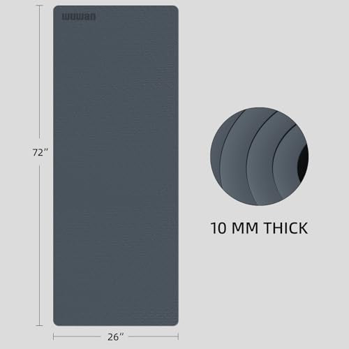 TPE Yoga Mat 72"x26"x0.4" Thick Non Slip Exercise Fitness Mat - color: Blue