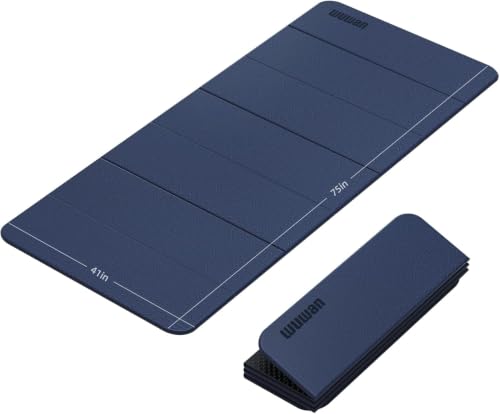 Foldable TPE Yoga Mat Thick 10mm,75" x40"Extra Large Exercise Mats | Stretch Mat Non-slip Fitness Folding Mat Easy to Carry,Wide Gym Mats for Women Men Suitable for Home Workout Travel Pilates - color: Dark Blue