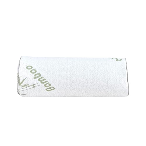 Kingnex Bolster Roll Pillow for Sleeping on Back or Side Under Knee to Relief Lower Back Pain Between Legs for Side Sleepers Latex Cylinder Pillow with Removable Cover 19x8
