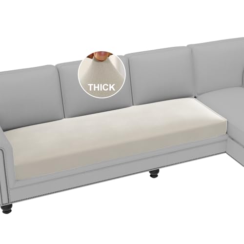 H.VERSAILTEX Fleece Couch Cushion Covers Stretch Couch Covers for 3 Cushion Couch Sofa Thick and Soft Couch Covers Washable (3 Seater Cushion Cover, Pale Oak) - color: Pale Oak, size: 1 Cushion Sofa