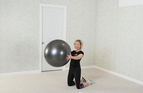 Black Mountain Products Professional Grade Exercise Stability Yoga Ball, Foot Pump, Ball Plug, Plug Puller, 2000 Pounds Static Weight Capacity Antiburst - color: Black, size: 55 cm