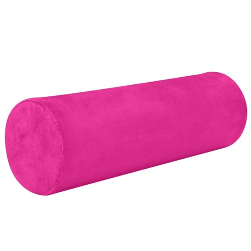 Gredecor Deep Pink Neck Pillow with Removable Washable Cover Memory Foam Cervical Roll Neck Pillows for Sleeping Support Bolster Pillow for Bed Back Head Yoga 5.5 x 17 in - color: Deep Pink