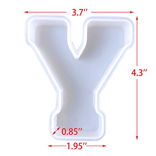 4 inch 26 Pack English Letter Silicone Mold - Alphabet Capital & Large Letter Resin Casting Mold - color: letter-4inch-26-pack