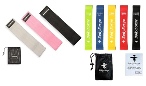 BodyForge Eco-Friendly Resistance Loop & Hip Bands Exercise Sets with Carry Bags