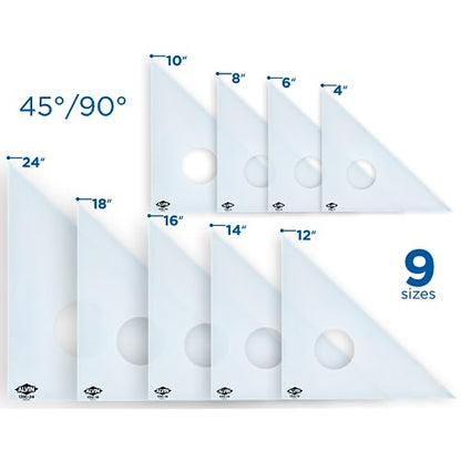 ALVIN 45-Degree/90-Degree 10" Clear Professional Acrylic Triangle Model 131C-10 Multipurpose Tool for Drafting Design and Architecture Great for Machining and Woodworking- 10" inch - size: 10", style: 45/90 Degree