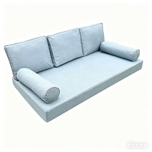 Outdoor Daybed Cushion Cover Twin,Daybed Mattress Bolster Pillow Fitted Sheet Cover,Twin Size Outdoor Daybed Cushion Cover（Cover ONLY Size 6" D x 75" W x 39" H, Blue Gray - color: Blue Gray