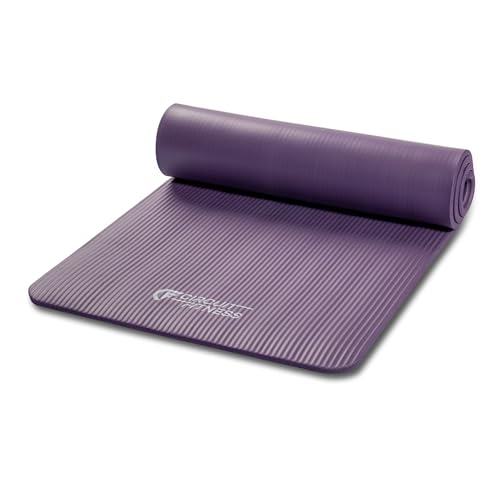 Circuit Fitness by Marcy Non-Slip Multi-Purpose Exercise Yoga Mats with Carrying Strap Multi-Thickness, Multi-Color Options - color: Serenity Purple, size: 1/2-inch