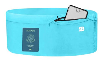 StashBandz Running Belt Money Belt 4-Pocket Phone Holder - color: Aqua, size: Small
