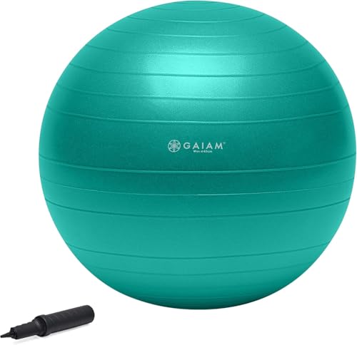 Gaiam Balance Ball Kit, Anti-Burst Stability Ball with Pump | 55cm Anti-Burst Ball | Textured Grip Surface | Air Pump Included | Core & Stability Training | Home Use - color: Green