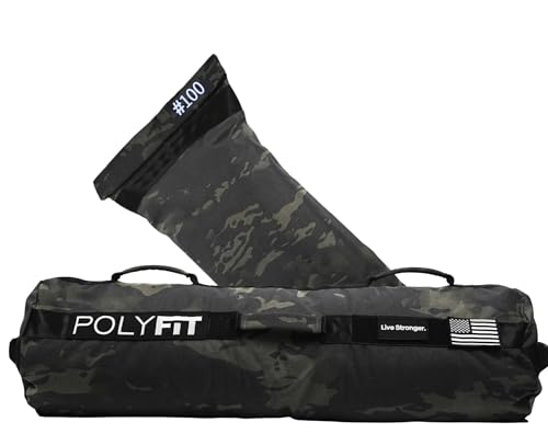 Polyfit Workout Sandbag Pro - Exact Sizing with Triple Closure Filler Bag - color: BLACK CAMO, size: 100 LB