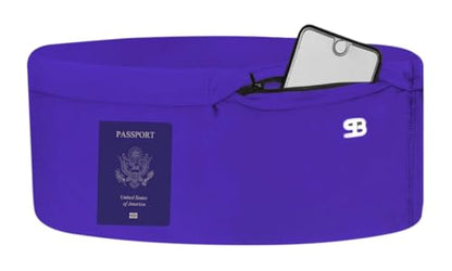 StashBandz Running Belt Money Belt 4-Pocket Phone Holder - color: Purple, size: X-Small