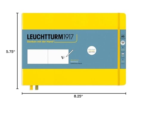 Leuchtturm1917 - Medium Landscape Hardcover Sketchbook (Lemon) - 112 Pages of 150g/m² Paper - color: Lemon, size: Medium Landscape (A5)