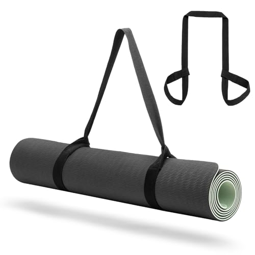 Yoga Mat Carrier Strap, Adjustable Thick Straps Sling for Carrying Large Mats, Stretching Band - color: Black