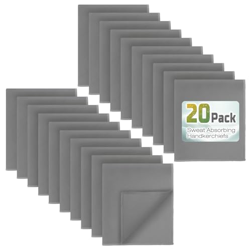20팩 30.5cm x 25.4cm(12 x 10인치) 극세사 땀 흡수 손수건, 남성용, 빠른 건조 땀 걸레 타월, 얼굴, 목, 헬스장용 - color: 20그레이
