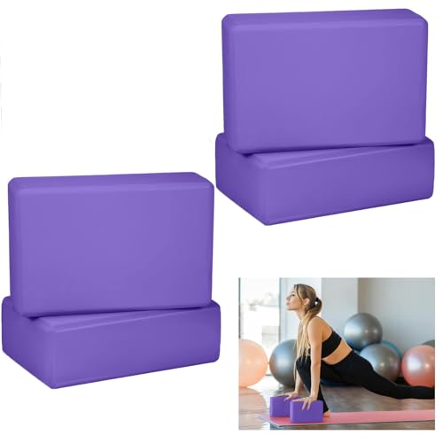 4 Pack Yoga Blocks 9 x 6 x 3 Inch EVA Foam Lightweight Non Slip Supportive Yoga Props for Pilates Stretching Meditation Fitness Exercise