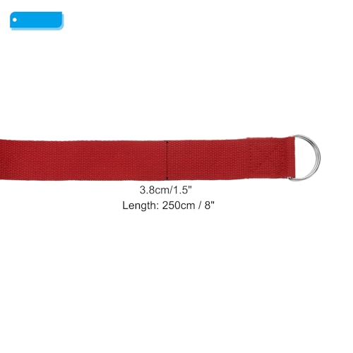 PATIKIL Yoga Strap for Stretching Cotton Yoga Belt with Adjustable Metal D-Ring Buckle Stretch Band for Fitness Pilates - color: Red