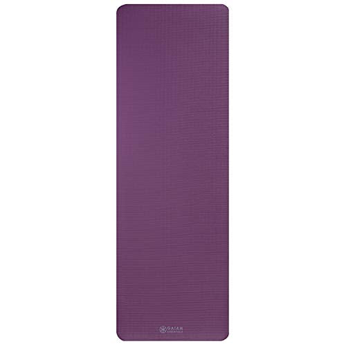 Gaiam Thick Yoga Mat, Exercise & Fitness Mat with Easy-Cinch Carrying Strap - color: Purple, size: 2/5" (10MM)
